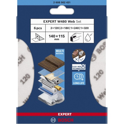 BOSCH EXPERT W480 Web 1/4 sada ručných brúsnych papierov, 6 ks 2608902431 BOSCH EXPERT W480 Web 1/4 sada ručných brúsnych papierov, 6 ks 2608902431