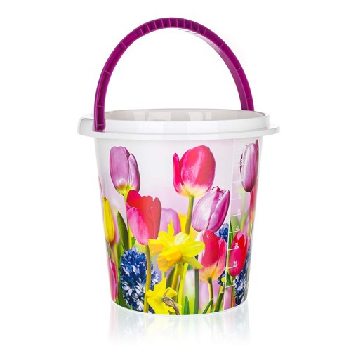 BRILANZ Vedro plastové 10 L, tulipány, 29x27,5 cm 43IML10LTLPBR