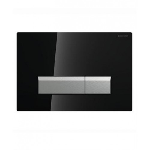 GEBERIT SIGMA 40 ovládacie tlačidlo s odsávaním, Čierne sklo/kartáčov. hliník 115.600.SJ.1