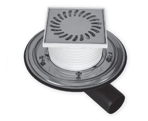 Podlahová vpusť bočná univerzálny PVBU50PR s prírubou 381B Podlahová vpusť bočná univerzálny PVBU50PR s prírubou 381B