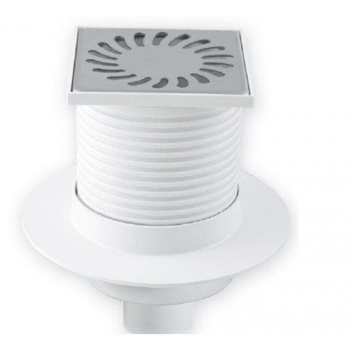 Podlahový vpust spodný DN 50 (PVS50N-L1) nerez 100x100 mm, s golierom 414L Podlahový vpust spodný DN 50 (PVS50N-L1) nerez 100x100 mm, s golierom 414L