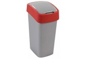 CURVER FLIP BIN 45L Odpadkový kôš 65,3 x 29,4 x 37,6 cm strieborná/červená 02172-547