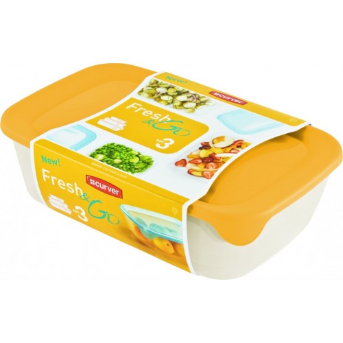 CURVER SET FRESH&GO 2L+1L+0,5L dózy transparentná/žltá 08026-007 CURVER SET FRESH&GO 2L+1L+0,5L dózy transparentná/žltá 08026-007