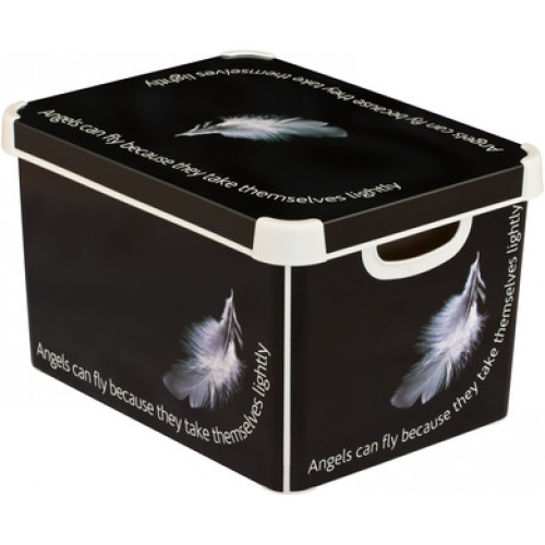 VÝPREDAJ CURVER úložný box DECO - L - ANGEL, 39,5 x 25 x 29,5 cm, čierna,BEZ VEKA, poškria