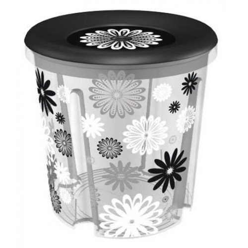 CURVER box úložný MILKY BLACK DAISY, 39,3 x 39,3 x 40,1cm, transparentná/čierna, 00300-B04