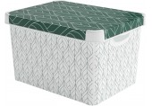 CURVER DECO STOCKHOLM L box úložný 39,5 x 29,5 x 25 cm zelené lístky 04711-Y89