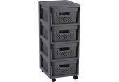 CURVER INFINITY 4x11L Regál so zásuvkami 36 x 29,5 x 65,5 cm, bodky, tmavosivá 04356-G43