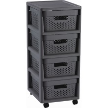CURVER INFINITY 4x11L Regál so zásuvkami 36 x 29,5 x 65,5 cm, bodky, tmavosivá 04356-G43
