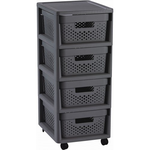 CURVER INFINITY 4x11L Regál so zásuvkami 36 x 29,5 x 65,5 cm, bodky, tmavosivá 04356-G43 CURVER INFINITY 4x11L Regál so zásuvkami 36 x 29,5 x 65,5 cm, bodky, tmavosivá 04356-G43
