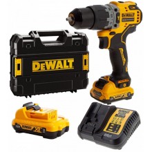 DeWALT DCD706D2 Aku bezuhlíková príklepová vŕtačka XR (57Nm/12V/2x2,0Ah) kufor Tstak