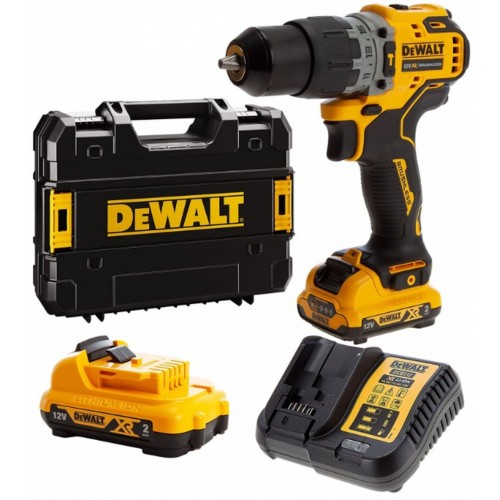 DeWALT DCD706D2 Aku bezuhlíková príklepová vŕtačka XR (57Nm/12V/2x2,0Ah) kufor Tstak