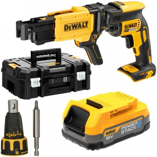 DeWALT DCF620E1K Aku sadrokartonársky skrutkovač s podávačom (1x1,7Ah Powerstack) Tstak DeWALT DCF620E1K Aku sadrokartonársky skrutkovač s podávačom (1x1,7Ah Powerstack) Tstak
