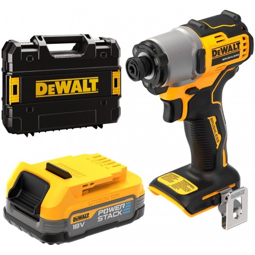 DeWALT DCF840E1T Aku rázový uťahovač 1/4" (192Nm/18V/1x1,7Ah PowerStack) kufor Tstak DeWALT DCF840E1T Aku rázový uťahovač 1/4" (192Nm/18V/1x1,7Ah PowerStack) kufor Tstak