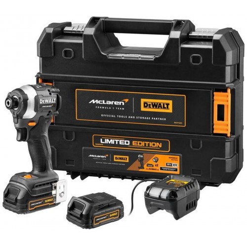 DeWALT DCF85ME2GT Aku rázový uťahovák McLaren 1/4" (206Nm/18V/2x1,7Ah) kufor Tstak