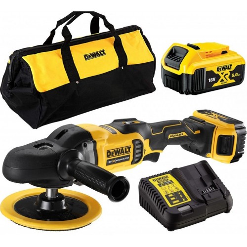 DeWALT DCM849P2 Aku rotačná leštička 125-180 mm XR (18V/2x5,0Ah) Taška