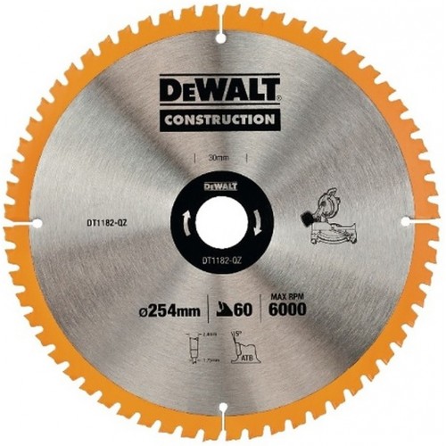 DeWALT DT1182 Pílový kotúč 254 x 30 mm, 60 zubov, ATB 7°