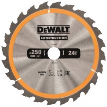 DeWALT DT1956 CONSTRUCTION Pílový kotúč pre drevo s klincami, 250 x 30 mm, 24 zubov