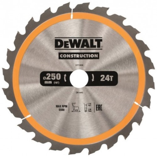 DeWALT DT1956-QZ Construction Pílový kotúč pre drevo s klincami, 250 x 30 mm, 24 zubov