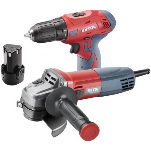 EXTOL PREMIUM vrtučka aku, 12V Li-ion (2x) a 125mm skrutkovacia hlava v plastovom boxe 889