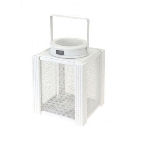 EXCELLENT Lucerna drevená, 19,5x19,5 x 26 cm, biela KO-HZ1100280