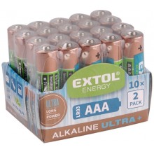 EXTOL Energy Alkalické tužkové batérie Ultra + AAA 1,5 V, 20ks 42012