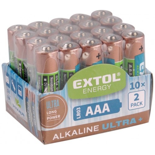 EXTOL Energy Alkalické tužkové batérie Ultra + AAA 1,5 V, 20ks 42012 EXTOL Energy Alkalické tužkové batérie Ultra + AAA 1,5 V, 20ks 42012