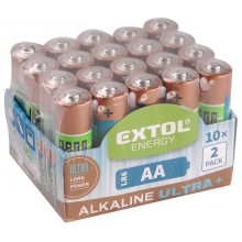 EXTOL Energy Alkalické tužkové batérie Ultra + AA 1,5 V, 20ks 42013