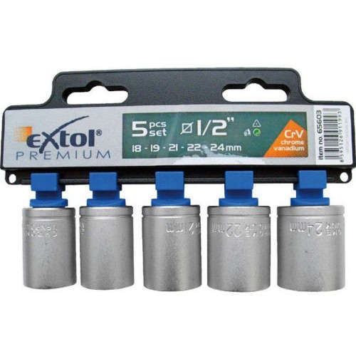 EXTOL PREMIUM hlavice nástrčné 1/2", sada 5ks 65603 EXTOL PREMIUM hlavice nástrčné 1/2", sada 5ks 65603