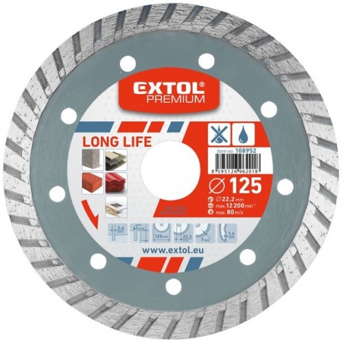 EXTOL PREMIUM kotúč diamantový rezný 150 x 22, 2mm - TURBO 108953 EXTOL PREMIUM kotúč diamantový rezný 150 x 22, 2mm - TURBO 108953