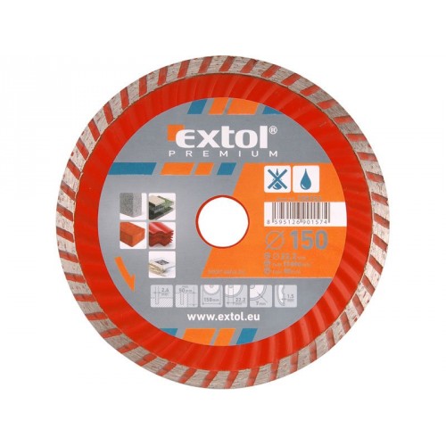 EXTOL PREMIUM kotúč diamantový rezný 180x22, 2mm TURBO - suché i mokré rezanie 108754