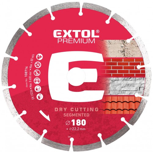 EXTOL PREMIUM kotúč diamantový rezný 230x22, 2mm SEGMENTOVÉ - suché rezanie 108715