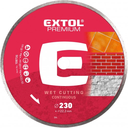 EXTOL PREMIUM kotúč diamantový rezný 125x22, 2mm CELOOBVODOVÉ - mokré rezanie 108732