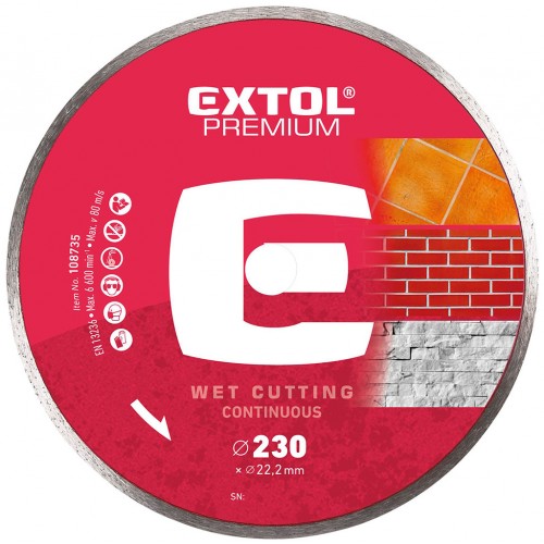 EXTOL PREMIUM kotúč diamantový rezný 150x22, 2mm CELOOBVODOVÉ - mokré rezanie 108733