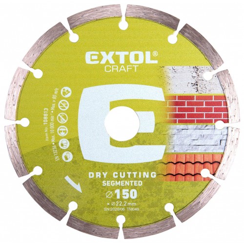 EXTOL CRAFT kotúč diamantový rezný 150x22, 2mm SEGMENTOVÉ - suché rezanie 108813 EXTOL CRAFT kotúč diamantový rezný 150x22, 2mm SEGMENTOVÉ - suché rezanie 108813