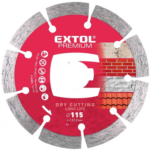 EXTOL PREMIUM kotúč diamantový rezný 115x22, 2mm - segmentové 108911
