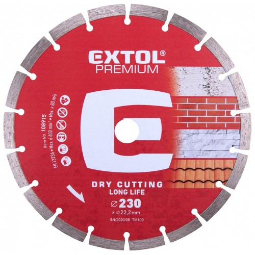 EXTOL PREMIUM kotúč diamantový rezný 230x22, 2mm - segmentový 108915 EXTOL PREMIUM kotúč diamantový rezný 230x22, 2mm - segmentový 108915