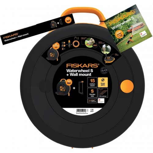 FISKARS Sada bubon s hadicou S + držiak na stenu, dosah 15 metrov 1026376 FISKARS Sada bubon s hadicou S + držiak na stenu, dosah 15 metrov 1026376