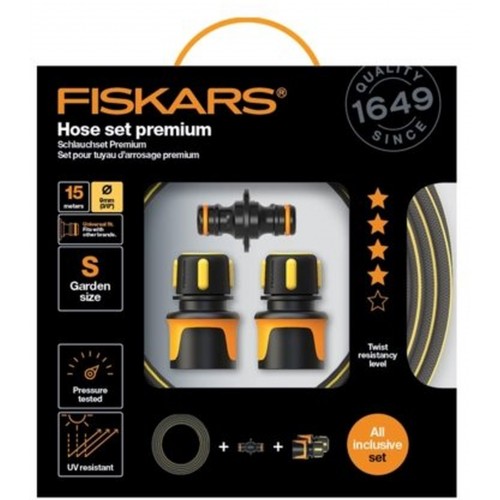 FISKARS Premium Sada zavlažovacie hadice 9mm (3/8") 15m so spojkami 1027101 FISKARS Premium Sada zavlažovacie hadice 9mm (3/8") 15m so spojkami 1027101