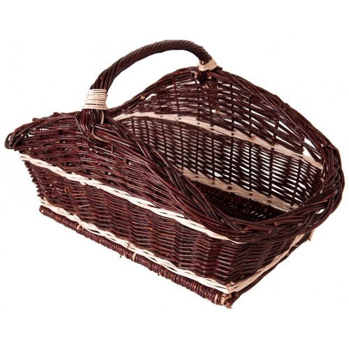 HS FLAMINGO Kôš na drevo prútený rovný, tmavý prešívaný HSF15-079