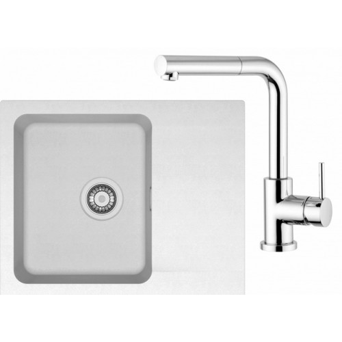 Franke SET T24 tectonitový drez OID 611-62 biely + batéria FN 0147 chróm 114.0323.943