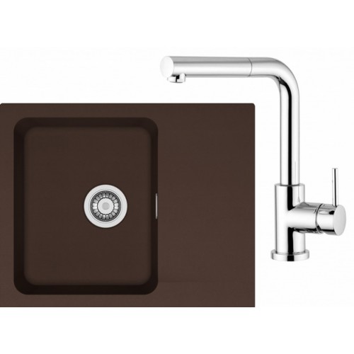 FRANKE SET T24 tectonitový drez OID 611-62 hnedý + batéria FN 0147 chróm 114.0323.945 FRANKE SET T24 tectonitový drez OID 611-62 hnedý + batéria FN 0147 chróm 114.0323.945