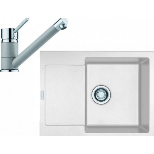 Franke SET G69 granitový drez MRG 611-62 biela ľad + batéria FC 7477 biela ľad 114.0365.19