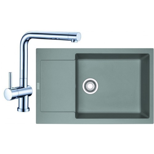 Franke SET G75 granitový drez MRG 611-78 BB sivý kameň + batéria Samoa chróm 114.0365.430