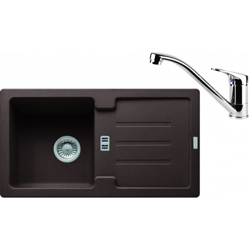Franke SET G81 granitový drez STG 614-78 tmavo hnedá + batéria FC 1839 chróm 114.0365.741