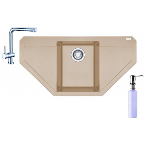 Franke SET G85 granitový drez MRG 612 E pieskový melír + batéria Samoa + dávkovač FD 300