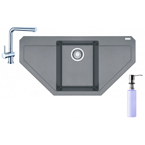 Franke SET G85 granitový drez MRG 612 E sivý kameň + batéria Samoa + dávkovač FD 300 Franke SET G85 granitový drez MRG 612 E sivý kameň + batéria Samoa + dávkovač FD 300