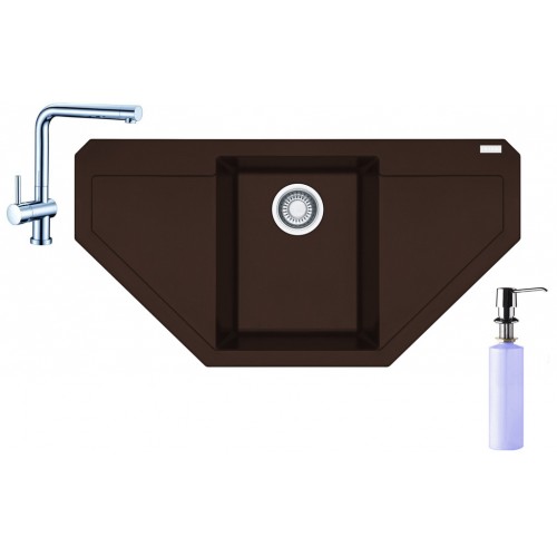Franke SET G85 granitový drez MRG 612 E tmavo hnedý + batéria Samoa + dávkovač FD 300 Franke SET G85 granitový drez MRG 612 E tmavo hnedý + batéria Samoa + dávkovač FD 300