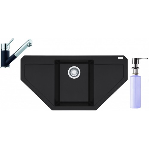 Franke SET G88 granitový drez MRG 612 E ónyx + batéria FC 7486 ónyx + dávkovač FD 300