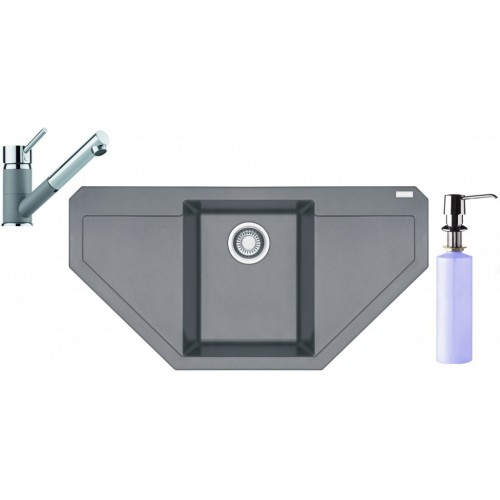 Franke SET G88 granitový drez MRG 612 E sivý kameň + batéria FC 7486 + dávkovač FD 300