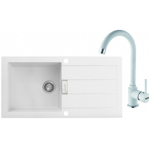 Franke SET T27 tectonitový drez SID 611 biely + batéria FP 9400 biela 114.0366.032